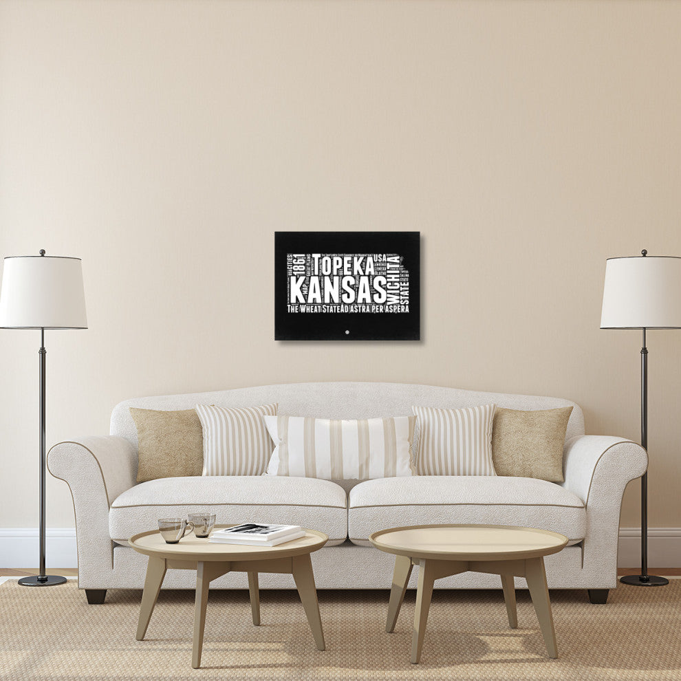 "Kansas Black and White Map" Fine Art Print