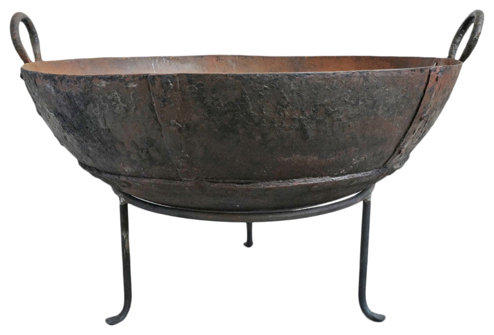 Consigned Vintage Iron Kadai Fire Bowl 3