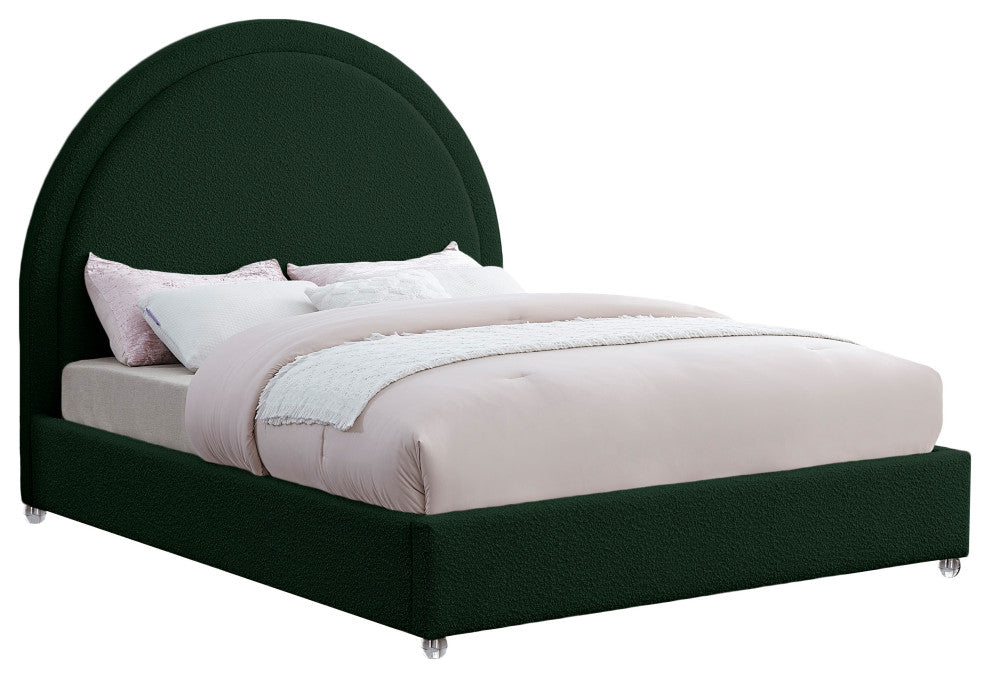 Milo Velvet Upholstered Bed, Green, Full