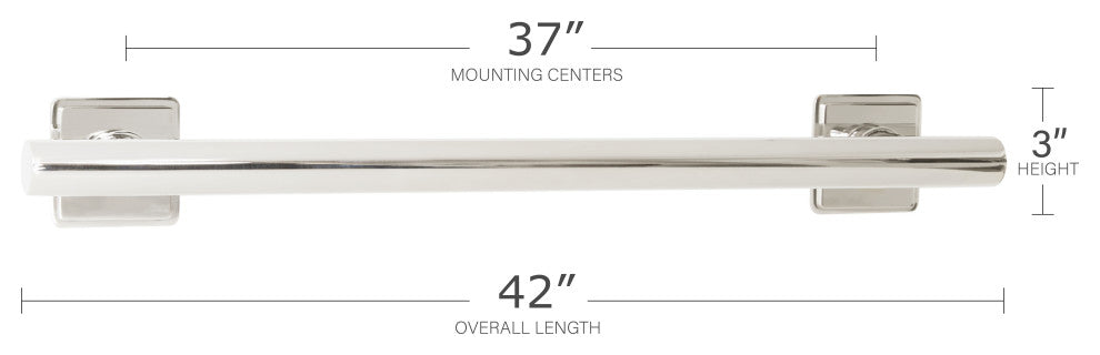 Coronado Designer Straight Bathroom Shower Grab Bar, Polished, 42"