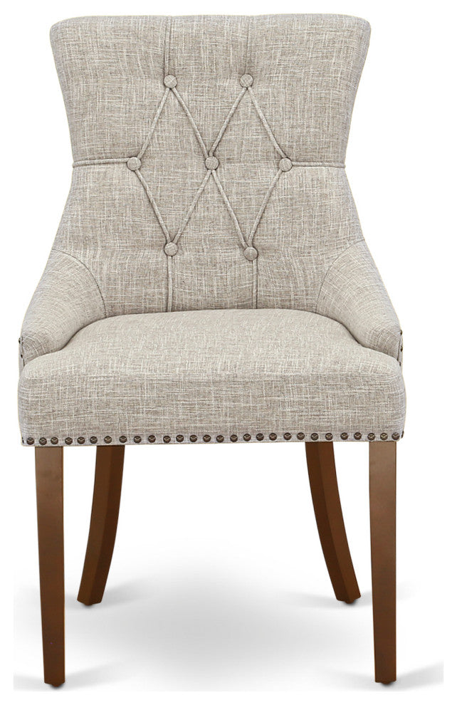 Friona Parson Chair With Mahogany Leg And Linen Fabric Doeskin Set of 2