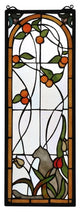 Meyda Lighting 67117 9"W X 25"H Cat & Tulips Stained Glass Window