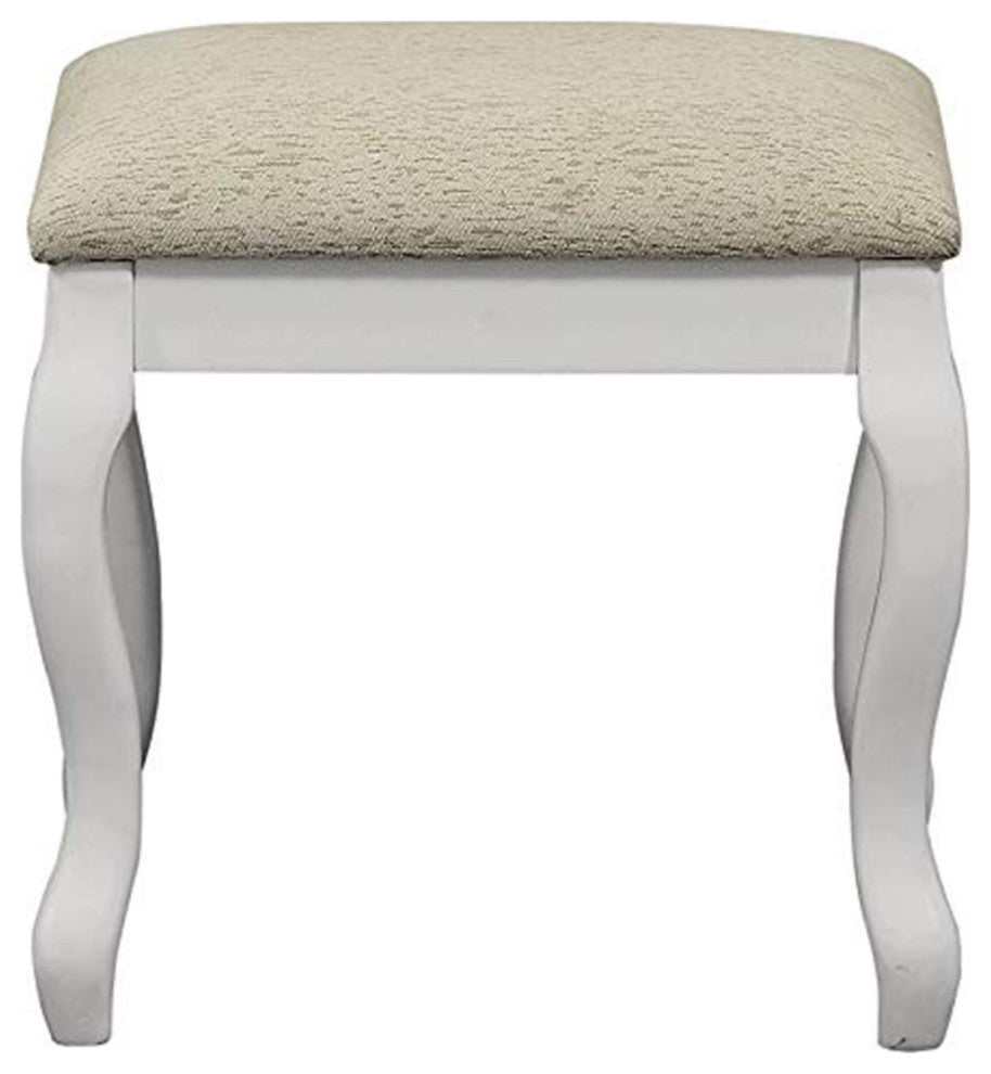 Cherub Vanity Set Featuring Stool And Mirror White