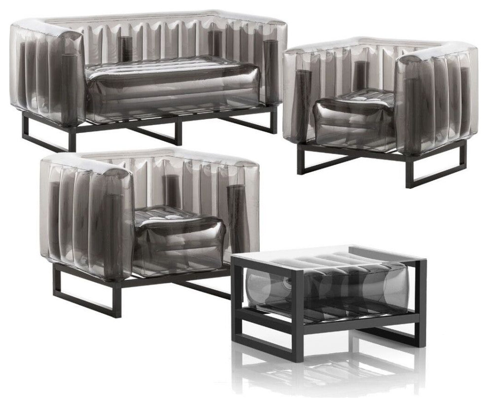Mojow Eko Yomi 4 Piece Living Room & Garden Set | Black Frame - Crystal Black