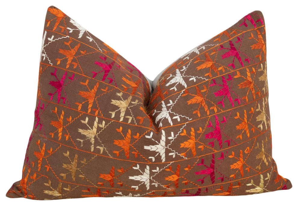 Anshi Antique Indian Folk Lumbar Pillow