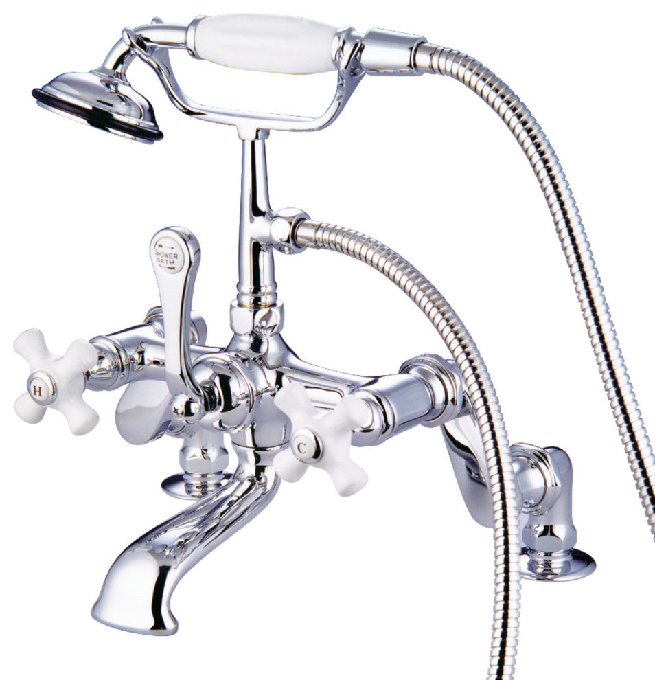 Kingston Brass Adjustable Center Deck Mount Tub Faucet, Polished Chrome