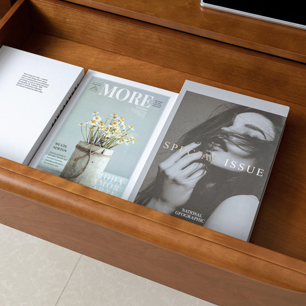 Drawer Nightstand With Built-In Outlets, Set of 2, Acorn