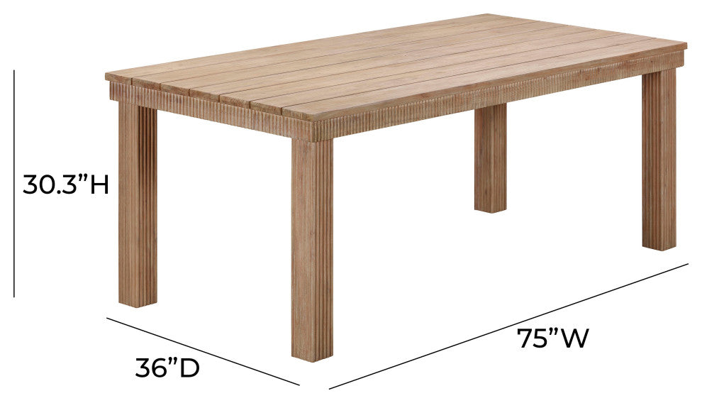 Cassie Natural Rectangular Outdoor Dining Table, 75 Inch