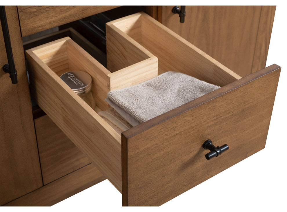 Vanity Art Bathroom Vanity With Sink, Tan, 48" Single, Black Limestone Top