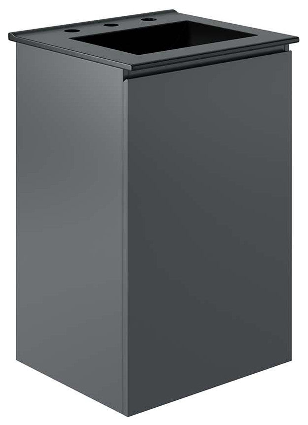 Bryn 18" Wall-Mount Bathroom Vanity, Gray Black