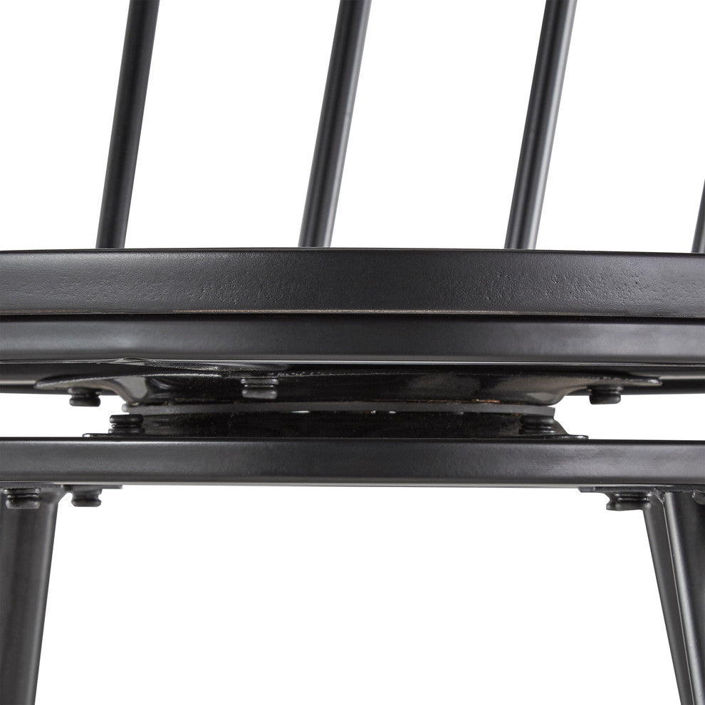 Nelia Low Windsor Swivel 24" Counter Stool, Set of 2, Black