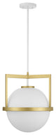 Carlysle 1-Light Pendant, White With Warm Brass Accents