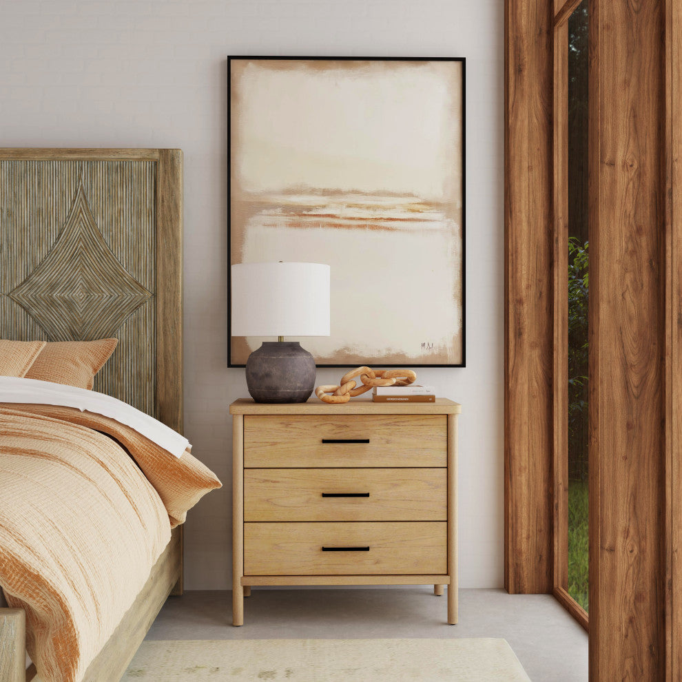 Lennon 3 Drawer Rounded Leg Dresser, Natural