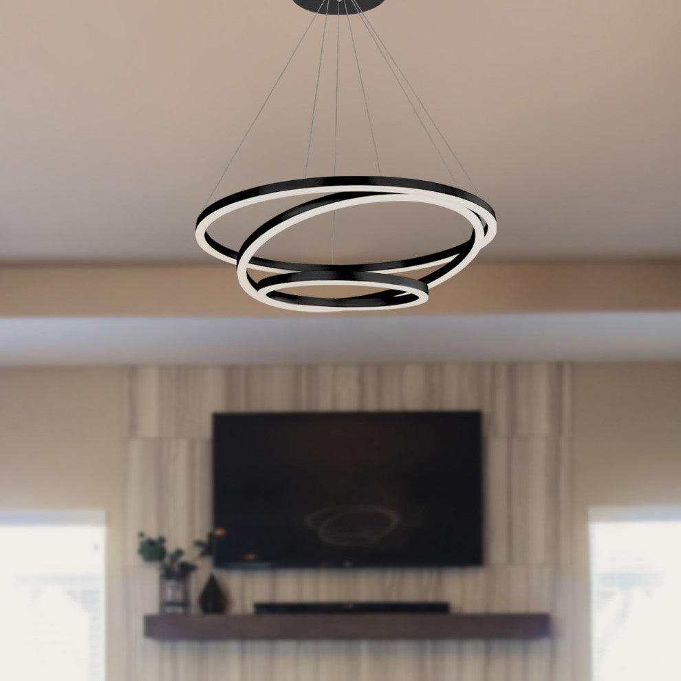 Tania Trio 32" Ring ETL Certified Circular LED Chandelier, Black VMC32500BL