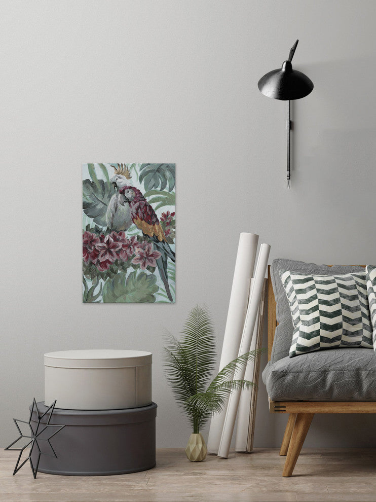 "Parrot Couple" Painting Print on Wrapped Canvas, 16"x24"