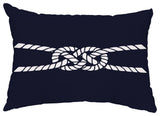 Carrick Bend 14"x20" Decorative Nautical Outdoor Pillow, Navy Blue
