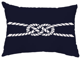 Carrick Bend 14"x20" Decorative Nautical Outdoor Pillow, Navy Blue