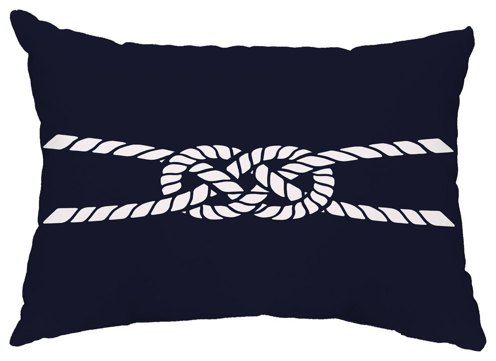 Carrick Bend 14"x20" Decorative Nautical Outdoor Pillow, Navy Blue