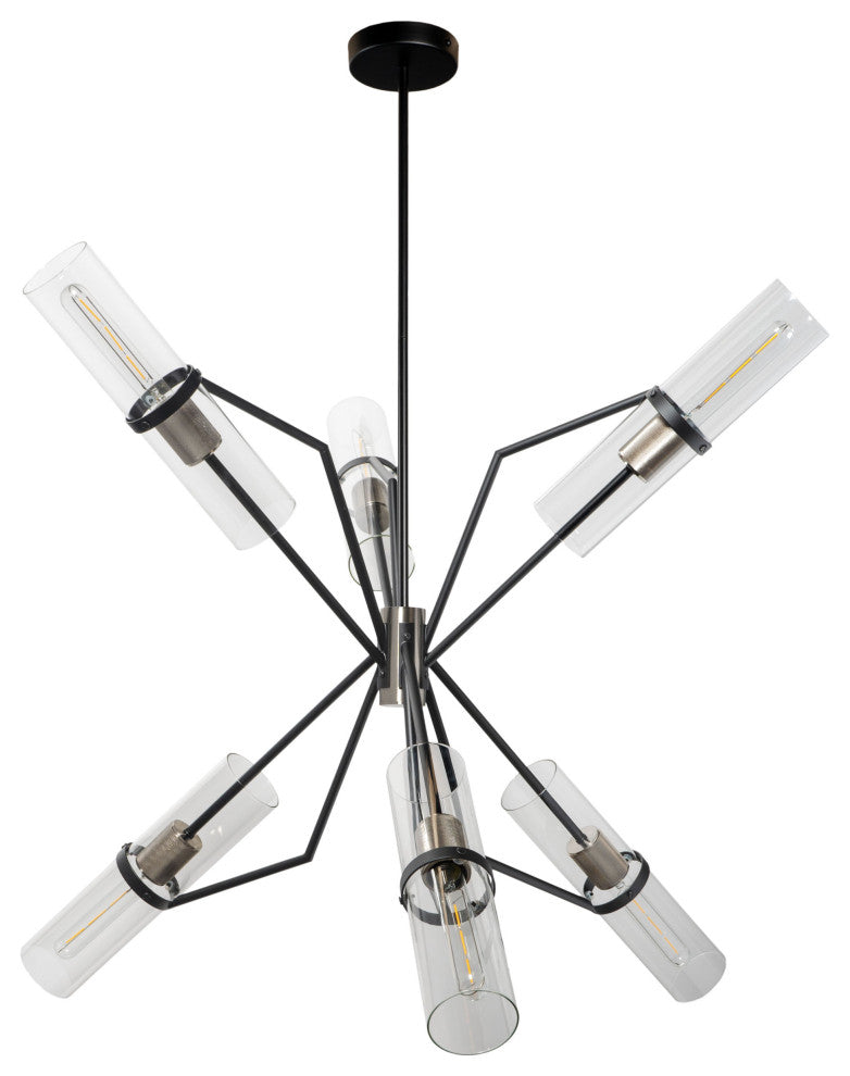 Everly 6 Light Chandelier Modern Sputnik Chandelier, Black/Chrome