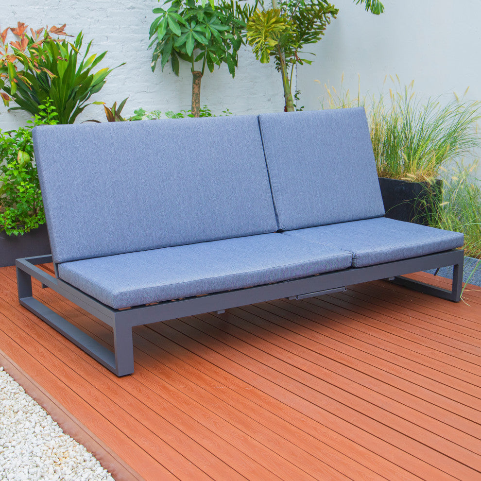 LeisureMod CLBL-82BU Chelsea Convertible Lounge Reclining Double Chaise Cushions