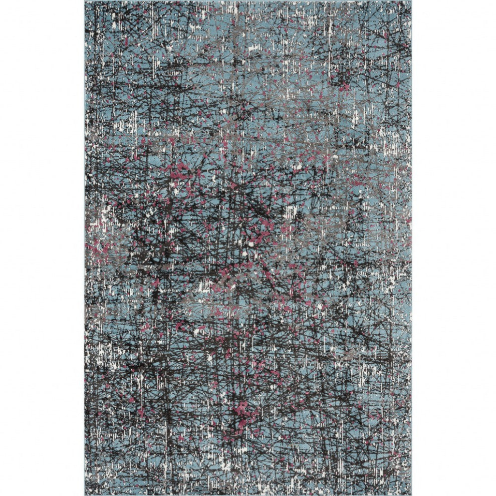 5" x 8" Blue Chaotic Strokes Area Rug