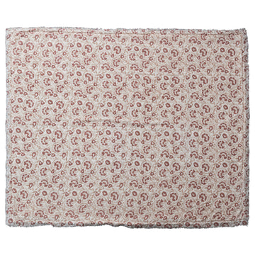 Woven Cotton and Sherpa Throw Blanket, Natural, Tan and Rose