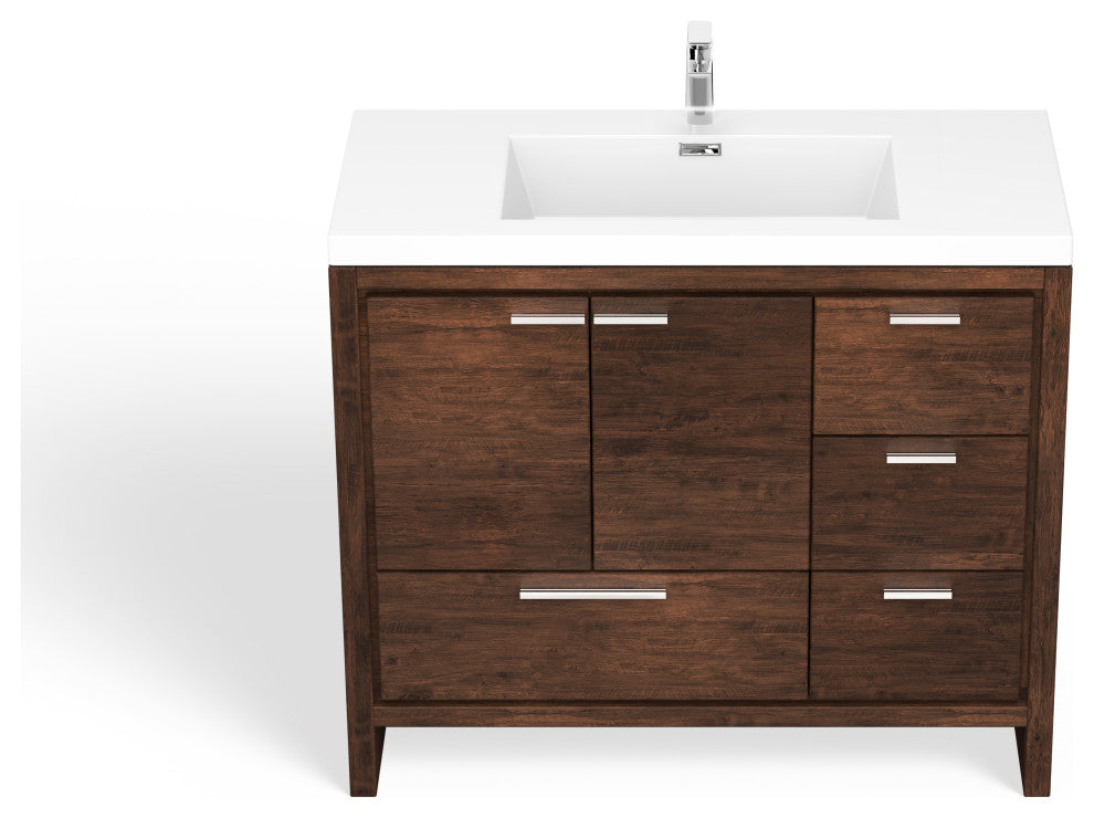 Cerrin Bath Vanity, Rosewood, 42", Single Sink, Freestanding