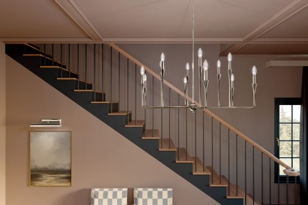 Alvaro Chandelier, Polished Nickel, 12 Light