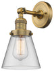 Small Cone 1-Light LED Sconce, Brushed Brass, Glass: Clear