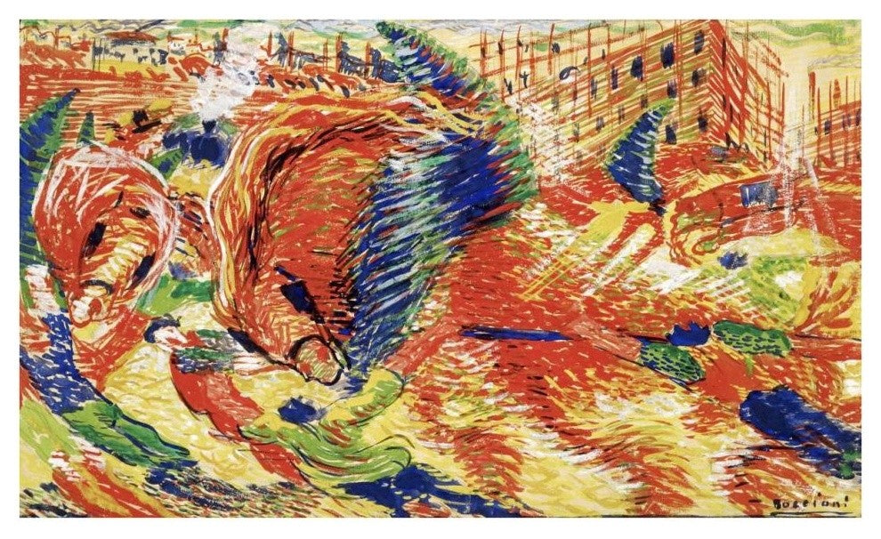 "The City Rises" Digital Paper Print by Umberto Boccioni, 38"x23"