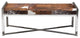 Steel Frame Bench with Hair On Hide Fabric Upholstered Seat, Multicolor