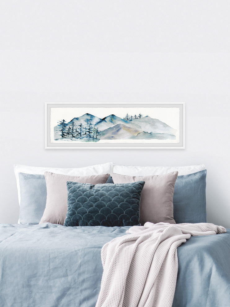 "Snowy Mountain Pass" Framed Painting Print, 30x10