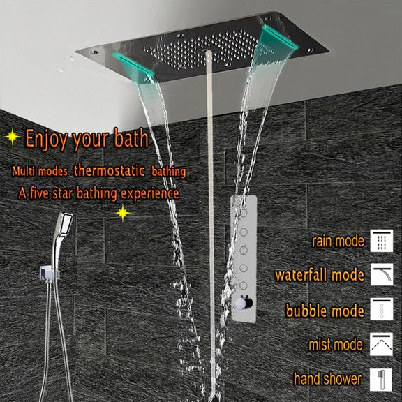 Led Rainfall Shower System, Handheld Shower, Vertical