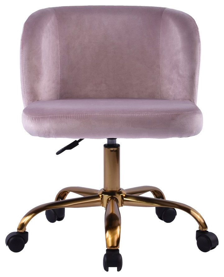 Rylee Swivel Vanity Chair with 360 Degree Rotation, Pink Velvet