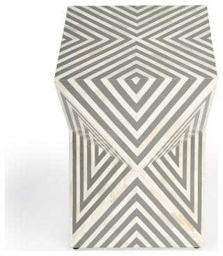 Anais Bone Inlay End Table, Grey Geometric