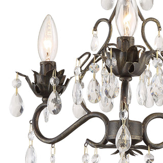 Paris Market 3 Light Mini Chandelier in English Bronze with Clear Hand Cut