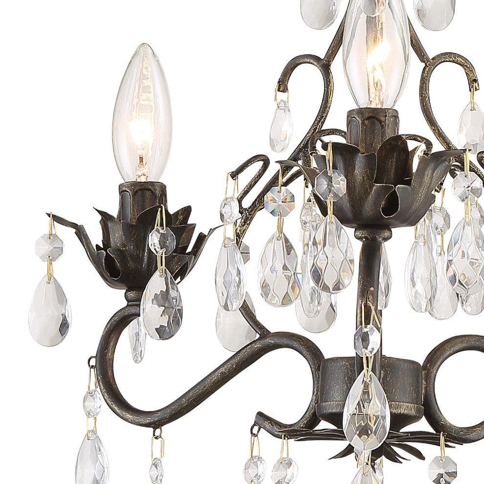 Paris Market 3 Light Mini Chandelier in English Bronze with Clear Hand Cut