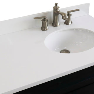 37" Single Sink Vanity, Dark Gray Finish With White Engineered Stone Top
