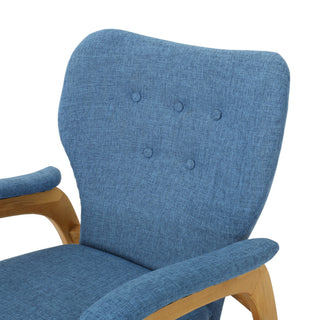 GDF Studio Bethany Mid Century Fabric Rocking Chair, Muted Blue