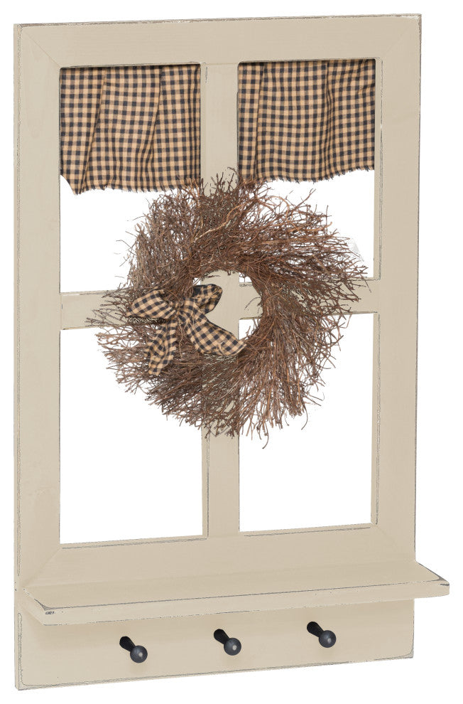 Farmhouse Window with Shelf, Antique White