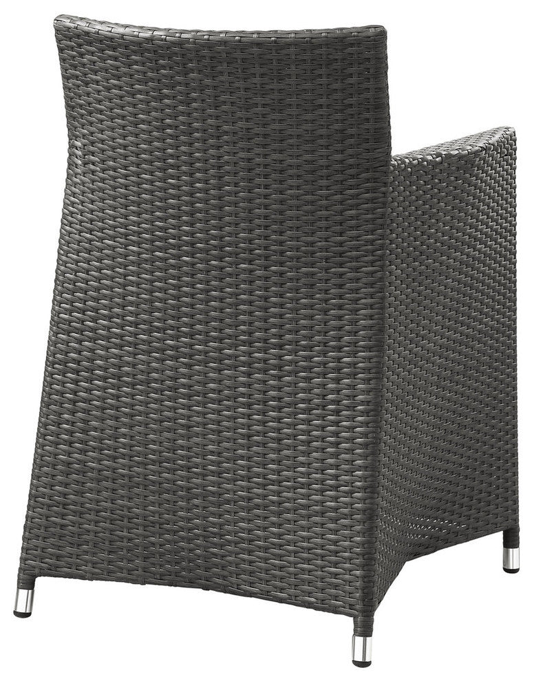Modern Contemporary Outdoor Patio Dining Set, White, Fabric, Synthetic Rattan