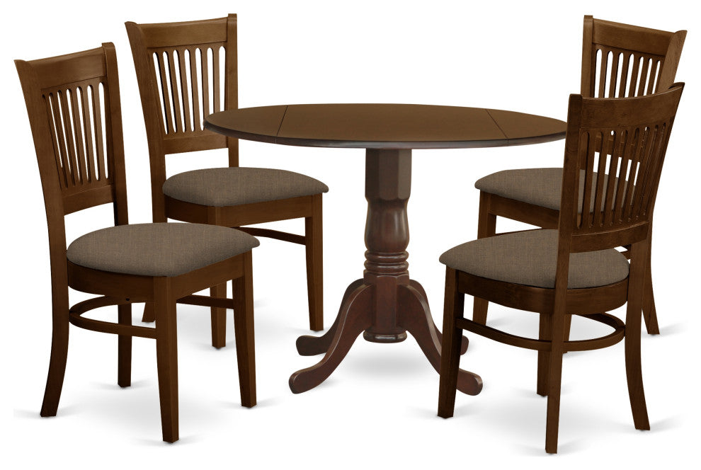 5 Pc Set Dinette Table With 2 Drop Leaves And 4 Seat Chairs