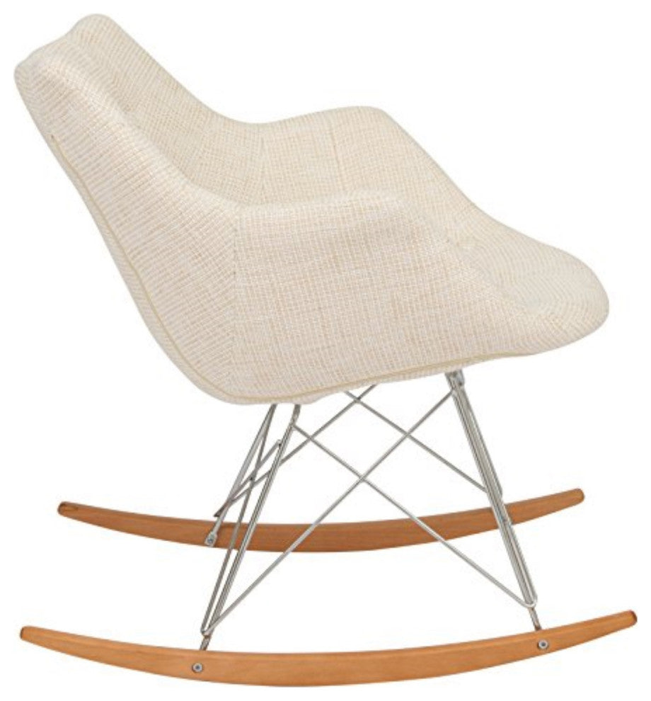 LeisureMod Willow Twill Fabric Eiffel Rocking Chair