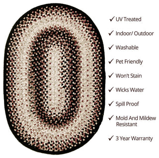 Homespice Decor Black Mist Indoor/Outdoor Braided Rug 8'x10' Oval