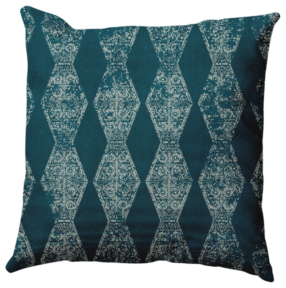 Pyramid Stripe Decorative Throw Pillow, Teal, 16x16"