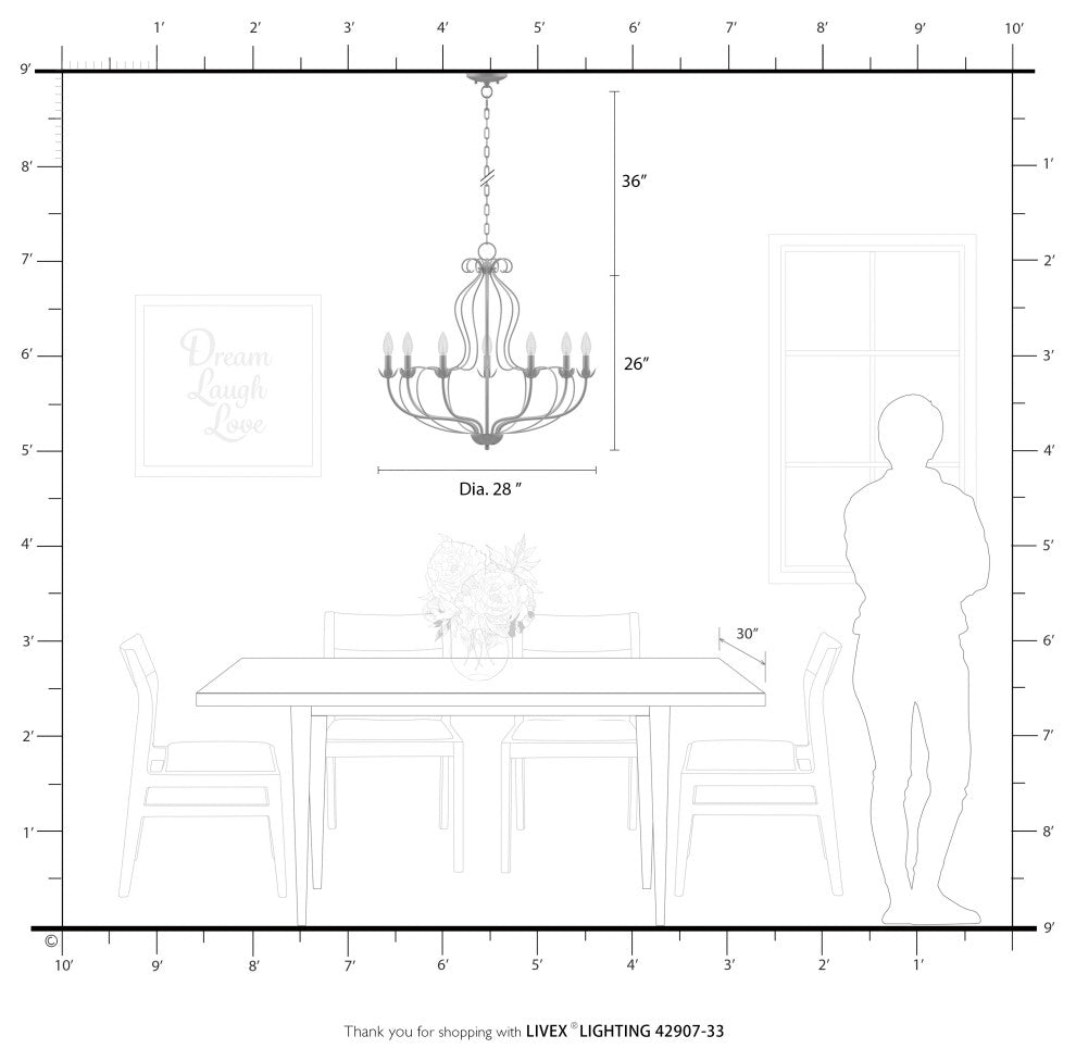 Livex Lighting 7 Light Soft Gold Chandelier