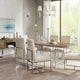 Madison Park Junn Modern Nickel Plated Metal Base Dining Chair, Cream