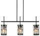 LNC Chispa Black Modern Linear Crystal Large Kitchen Island Light, 3 Lights