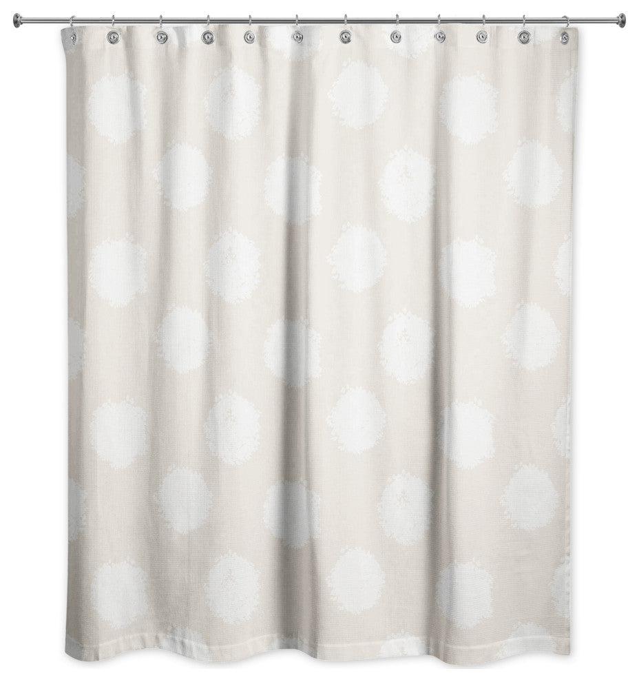 White Polka Dots Cream 71x74 Shower Curtain