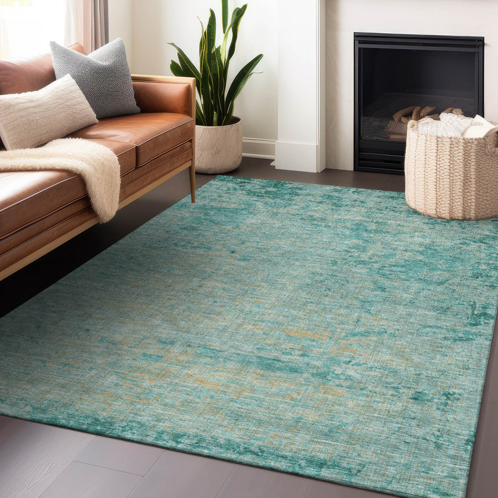 Machine Washable Indoor/Outdoor Chantille ACN1901 Teal 8' x 10' Rug